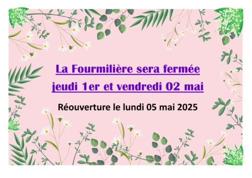 Fermeture 1er mai 2025